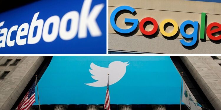 Logotipos de Facebook, Google e Twitter. REUTERS