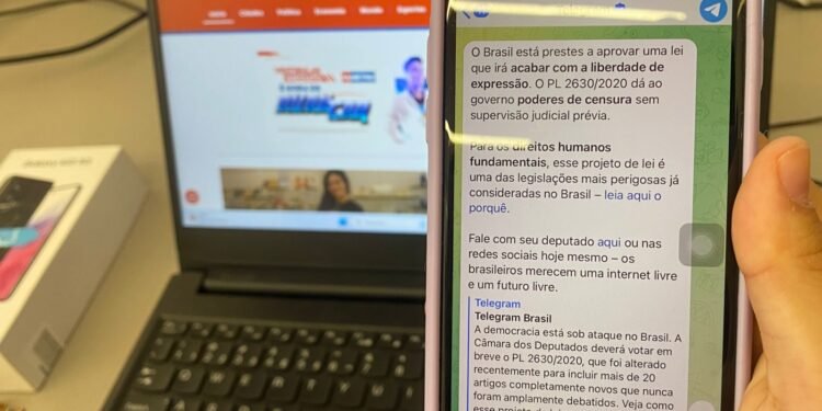 Telegram envia mensagens a usuários contra o PL das Fake News: ‘brasileiros merecem uma internet livre’