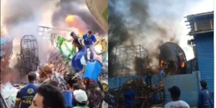 Incêndio atinge galpão do Boi Caprichoso: vídeo