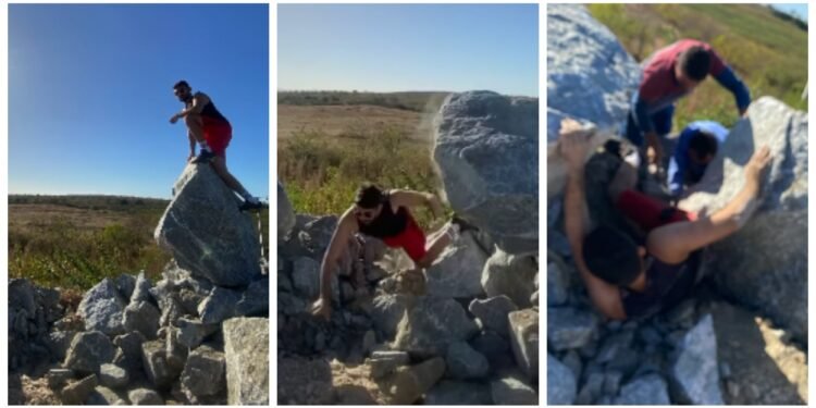 fotógrafo atingido por rocha de três toneladas,