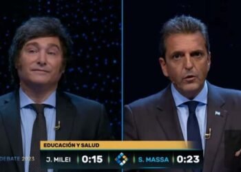 Foto javier milei e sergio massa