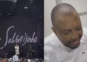 Salgadinho cai de palco durante show em São Paulo