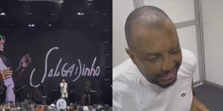 Salgadinho cai de palco durante show em São Paulo