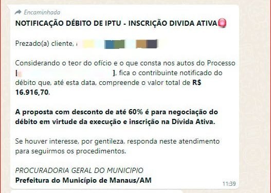 Prefeitura golpe aplicativo de mensagens