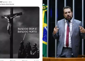 Publicação do MTST foi considerada sacrilégio e ligada ao deputado Guilherme Boulos (Fotos: Reprodução X e Pablo Valadares Câmara dos Deputados)