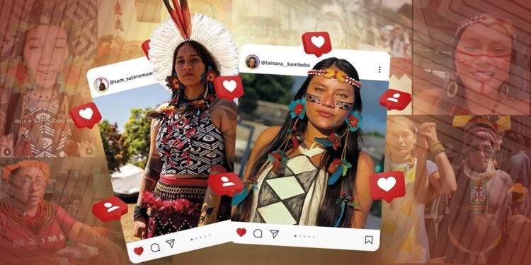 Indígenas usam as redes sociais para divulgar sua cultura - (Arte/Abraão Torres).
