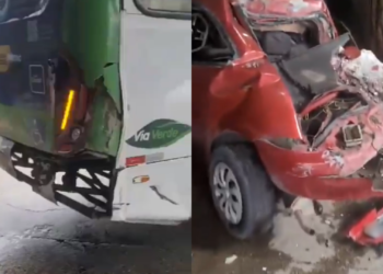 Motorista colide com carro durante assalto