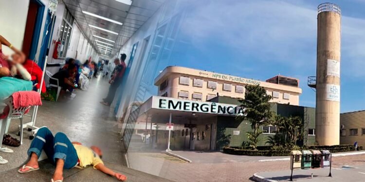 Situação de muitos pacientes pelos corredores do hospital - (Arte: Abraão Torres/Rios de Notícias)