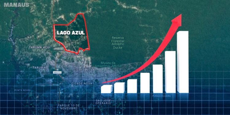 Crescimento do bairro Lago Azul, em Manaus - (Arte: Markus Santos/Rios de Notícias)