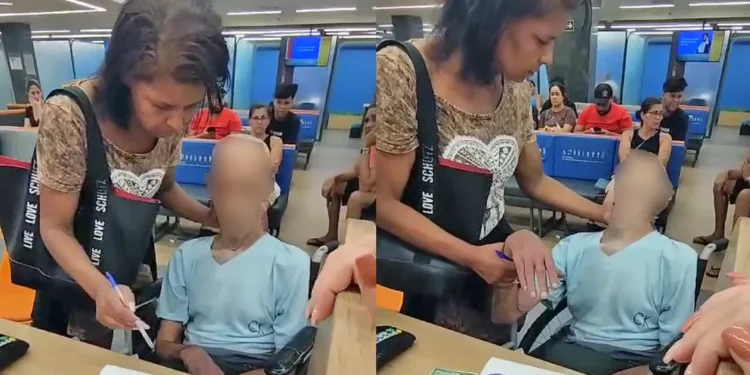 mulher com idoso morto em agência