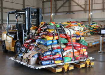 Avião da FAB leva 20 toneladas de ração para pets do RS