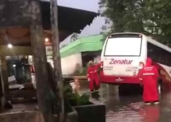 Rota do Distrito Industrial fica presa após cair em buraco - (Reprodução).