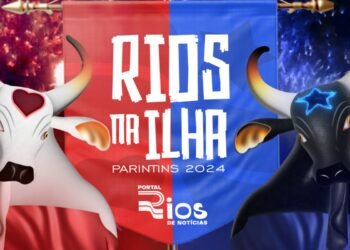 Identidade visual da cobertura do Festival de Parintins, pelo Portal Rios de Notícias (Arte/Abraão Torres)