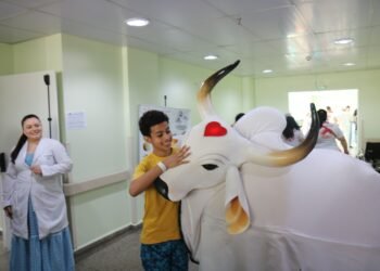 Boi Garantido visita pacientes em hospital de Manaus - (Foto: Francisco Cabral)