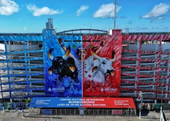 Nova Fachada do Bumbódromo de Parintins, obra do artista Pito Silva (Reprodução)