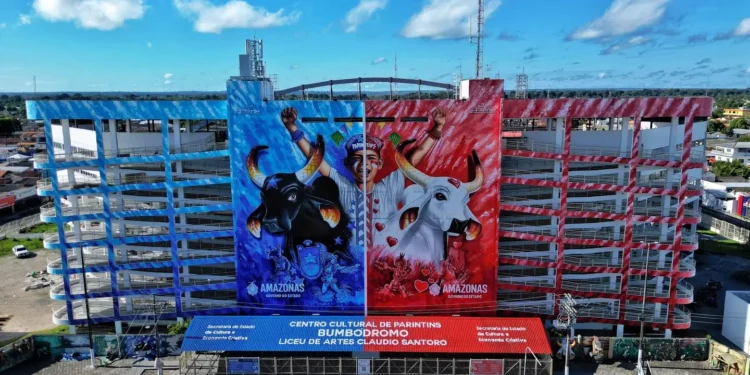 Nova Fachada do Bumbódromo de Parintins, obra do artista Pito Silva (Reprodução)