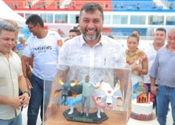 Wilson Lima em evento no Bumbódromo de Parintins (Reprodução)