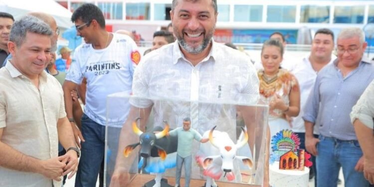 Wilson Lima em evento no Bumbódromo de Parintins (Reprodução)