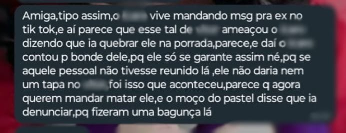 Prints de conversa de WhatsApp entre os colegas dos envolvidos - (Foto: Divulgação)