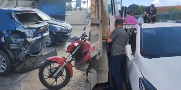 caçamba atinge criança