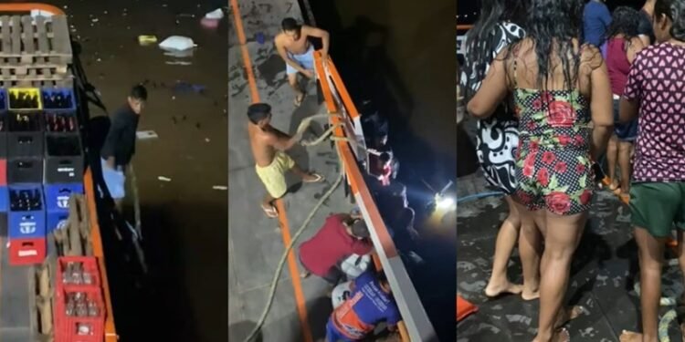 Barco colide com outro e passageiros são resgatados do rio, em Óbidos no Pará