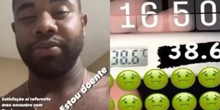 Davi Brito usa foto de termômetro da internet para "comprovar" febre (Reprodução/Terra)