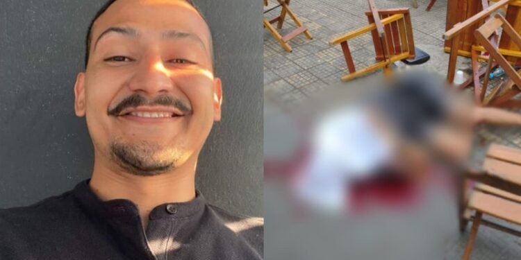 Designer gráfico é executado na praça do bairro da Glória