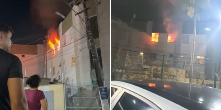 Incêndio atinge prédio comercial