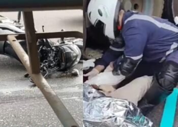 Motociclista tem perna esmagada durante acidente - (Foto: Reprodução)