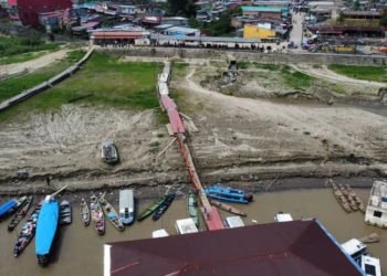 Seca no porto de Tabatinga em 2024 (Fernando Rocha/Defesa Civil do Amazonas)