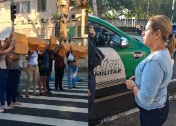 Terceirizados de serviços gerais protestam por atraso salarial