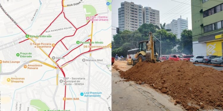 Vazamento de água deixa trânsito paralisado na Mário Ypiranga
