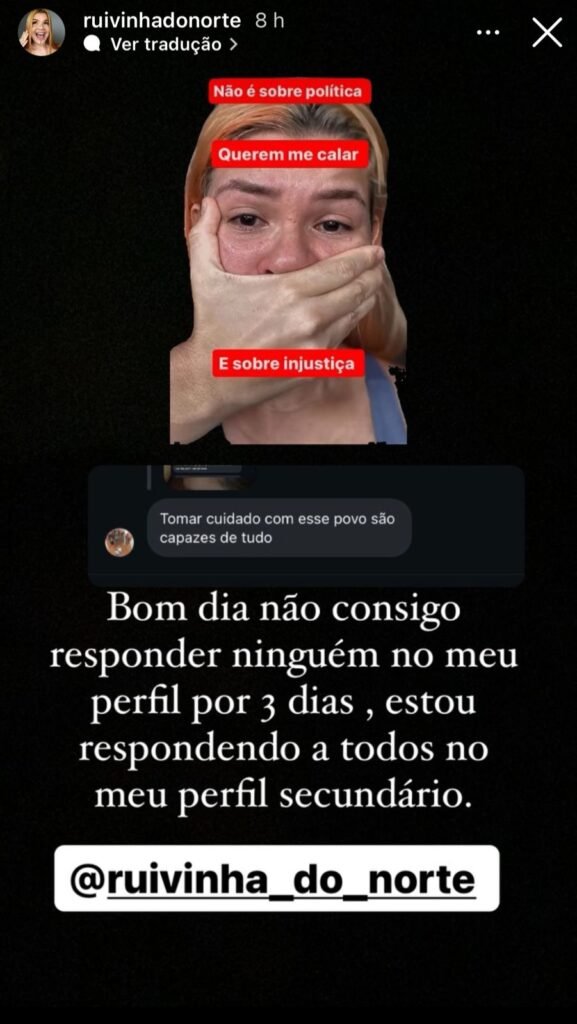 Influenciadora afirma estar sofrendo perseguição política (Foto: Reprodução)