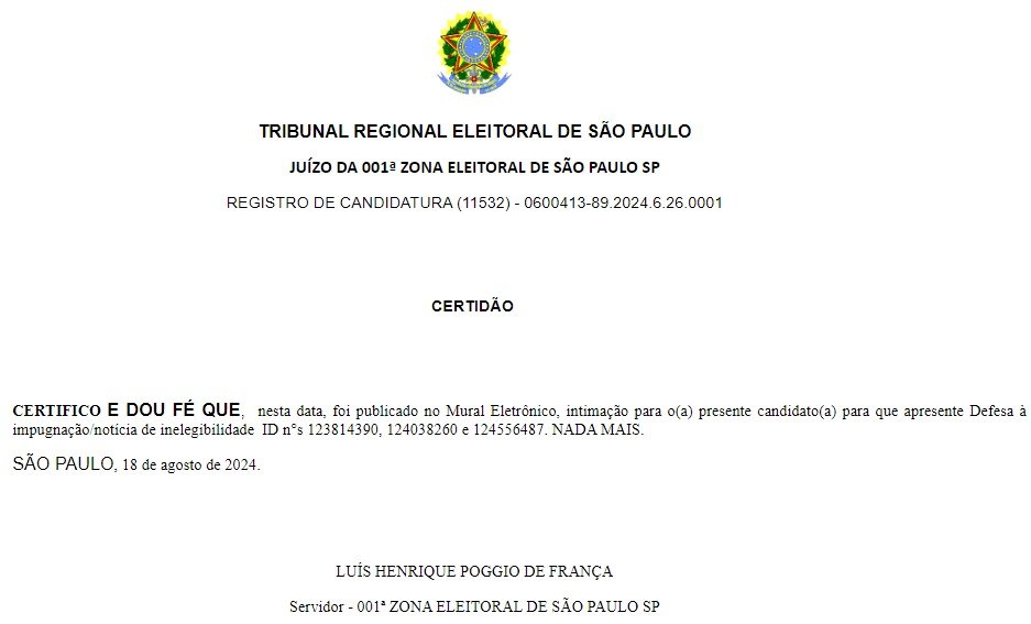 Intimação para Pablo Marçal (Foto: Reprodução)