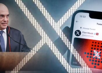 X apresenta instabilidade um dia após determinação judicial de Alexandre de Moraes (Arte: Abraão Torres/ Rios de Notícias)