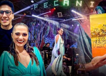 Ianayra Prestes e Lucas Lima venceram o Fecani 2024 com a canção Partida (Arte: Abraão Torres/Rios de Notícias - Fotos: Liam Cavalcante e Arquivo Pessoal)