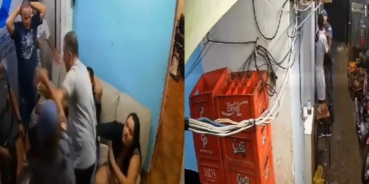 PMs agridem pessoas durante abordagem em adega, no interior de São Paulo (Foto: Reprodução)