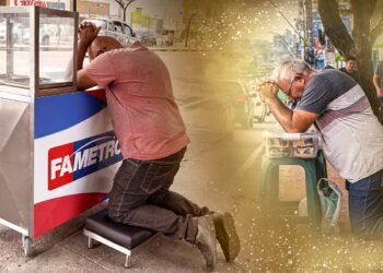 O trabalhador Renato Coutinho separa todos os dias um momento para realizar sua oração (Arte: Abraão Torres/Rios de Notícias - Fotos: João Dejacy e Mateus Bagata)