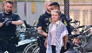 Greta Thunberg é detida durante manifestação na Dinamarca (Foto: Reprodução)