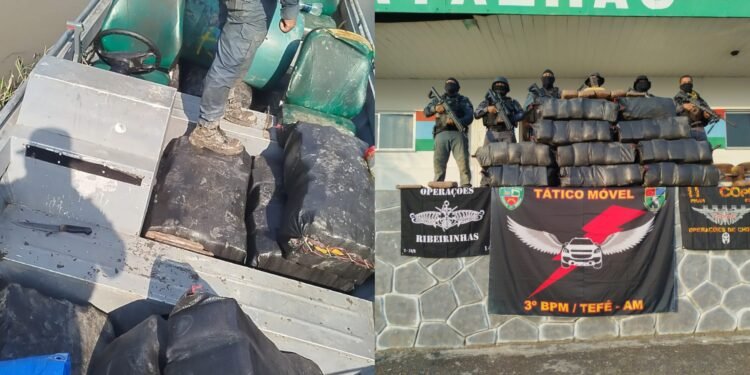 Mais de 362 kg de drogas são apreendidas em embarcação após confronto no Rio Solimões