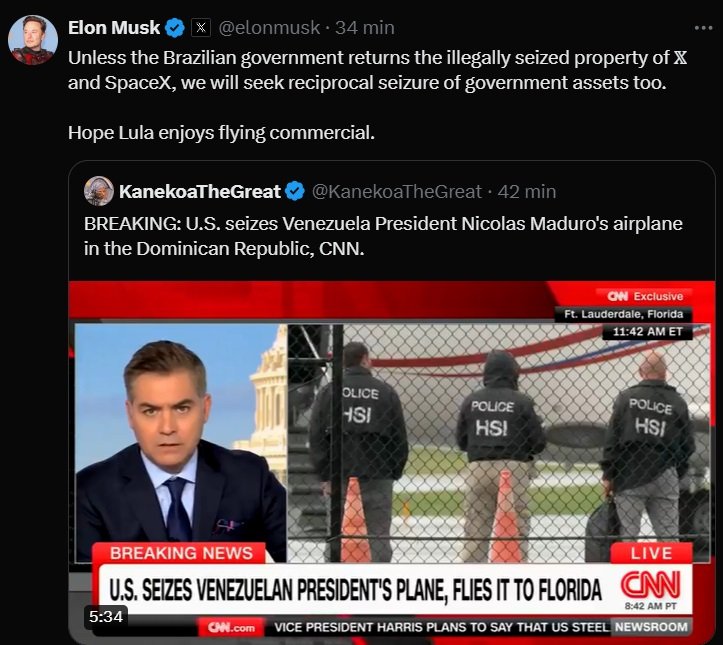 Elon Musk responde à postagem no X ameaçando 