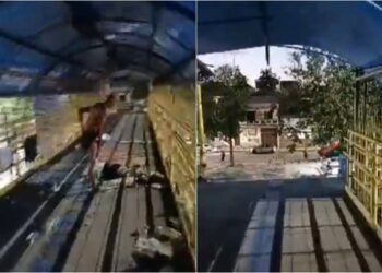 Homem cai de altura de 5 metros da passarela na Torquato Tapajós