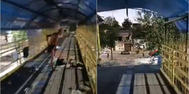 Homem cai de altura de 5 metros da passarela na Torquato Tapajós