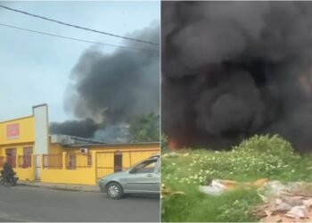 Incêndio atinge terreno atrás de igreja no Bairro da Paz