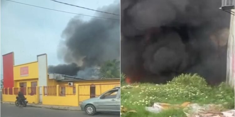 Incêndio atinge terreno atrás de igreja no Bairro da Paz