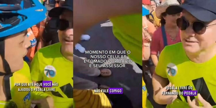 Prefeito tomou celular da mão de ciclista após ser questionado (Reprodução/Instagram)