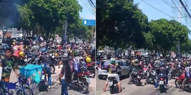 Protesto dos motociclistas na Prefeitura de Manaus