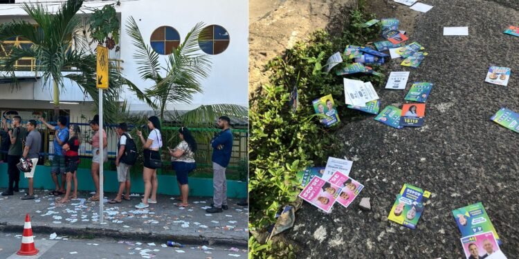 Santinhos nas ruas de Manaus
