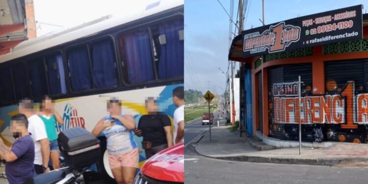 Motorista de ônibus perde controle e atinge oficina na zona Norte de Manaus (Foto: Reprodução/ internet)