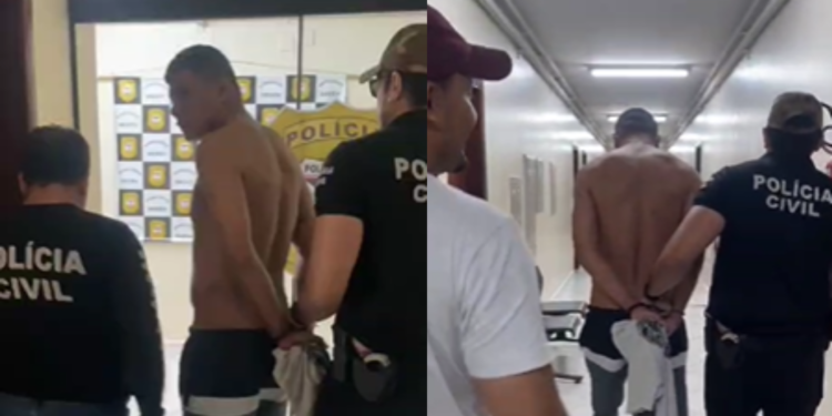 'Bundinha' sendo levado para cela por policiais em Rondônia (Divulgação/PC-RO)